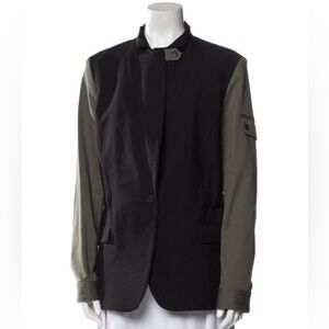Women’s Veronica Beard Black and Olive Deconstructed Jacket zipper for add on